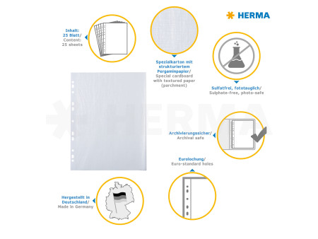 HERMA Feuillets carton pour photos, 230 x 297 mm, blanc