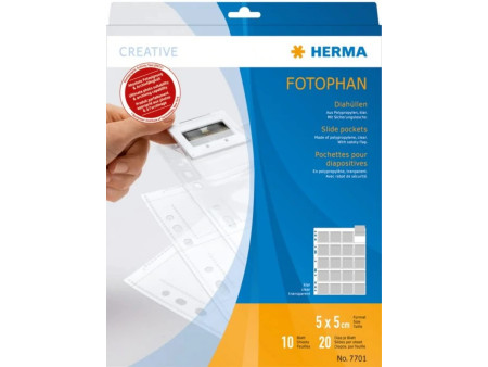 HERMA Pochettes pour petites dias, 5 x 5 cm, claires, en PP