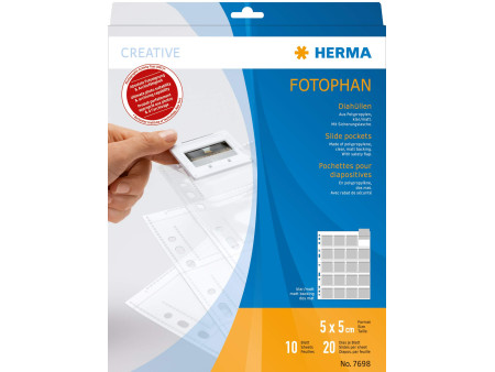 HERMA Pochettes pour petites dias 5 x 5 cm, clair/matt
