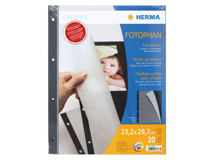 HERMA Feuillets carton pour photos, 230 x 297 mm, noir