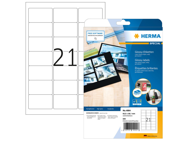 HERMA Etiquette brillante SPECIAL, 63,5 x 38,1 mm, blanc