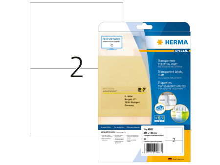 HERMA Étiquette en film SPECIAL, 210 x 148 mm, transparent