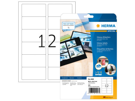HERMA Etiquette brillante SPECIAL, 88,9 x 46,6 mm, blanc