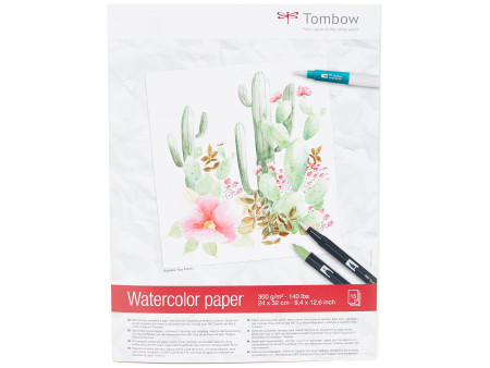 Tombow Bloc de papier aquarelle, collé 2 côtés, 240 x 320 mm