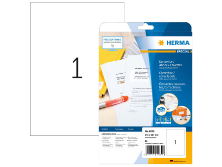 HERMA Etiquette couvrante/correctrice SPECIAL, 210 x 297 mm