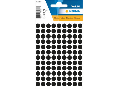 HERMA Pastille adhésive, diamètre: 8 mm, noir