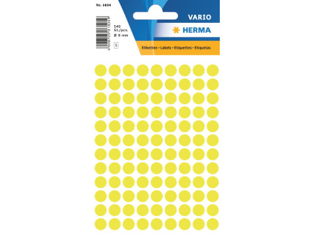 HERMA Pastille adhésive, diamètre: 8 mm, jaune fluo