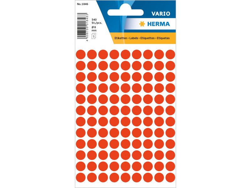 HERMA Pastille adhésive, diamètre: 8 mm, rouge fluo