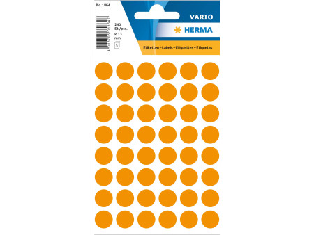 HERMA Pastille adhésive, diamètre: 13 mm, orange fluo