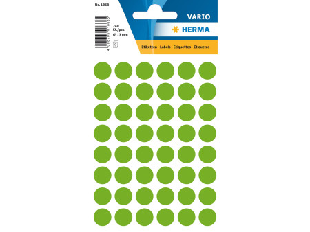 HERMA Pastille adhésive, diamètre: 13 mm, vert fluo