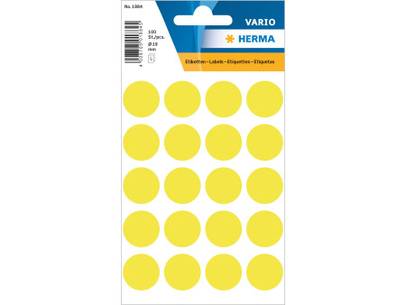 HERMA Pastille adhésive, diamètre: 19 mm, jaune fluo
