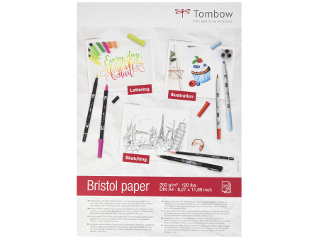 Tombow Bloc de papier dessin 'Bristol', A4, uni, 250 g/m2