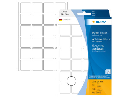 HERMA Etiquette multi-usage, 24 x 24 mm, grand paquet,blanc