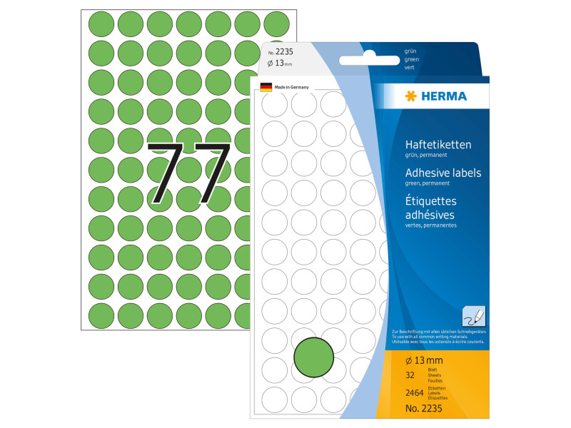 HERMA Pastille adhésive, diamètre: 13 mm, vert