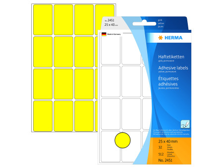 HERMA Etiquette multi-usage, 25 x 40 mm, grand paquet,jaune