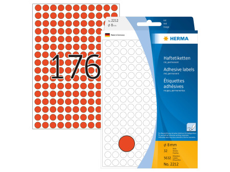 HERMA Pastille adhésive, diamètre: 8 mm, rouge