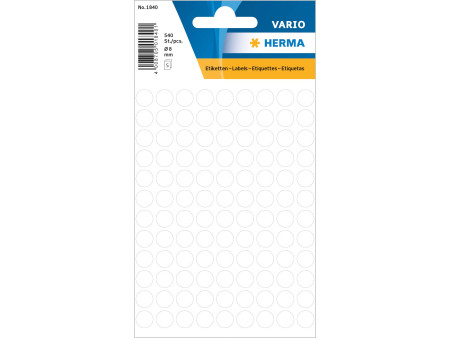 HERMA Pastille adhésive, diamètre: 8 mm, blanc