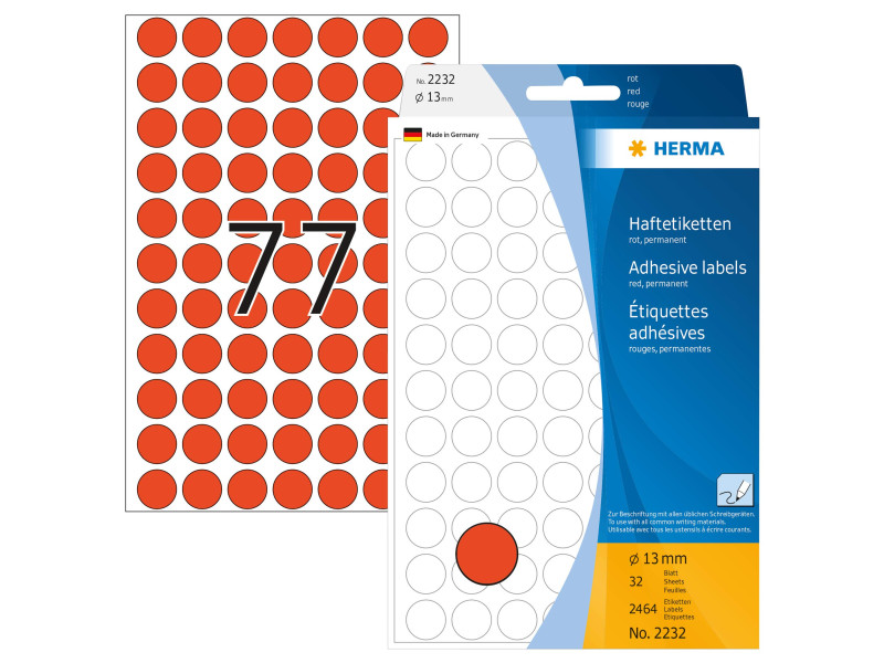 HERMA Pastille adhésive, diamètre: 13 mm, rouge