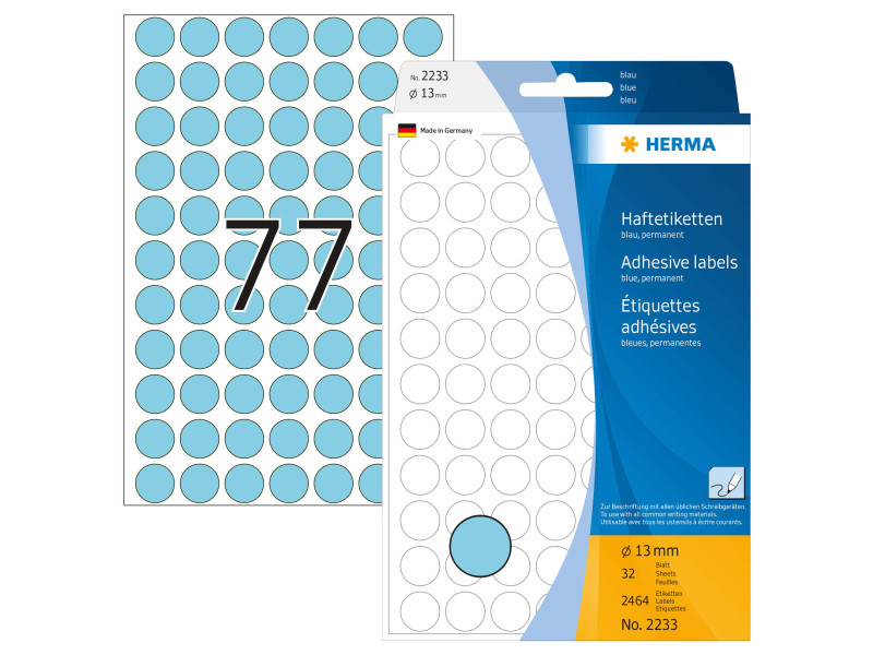 HERMA Pastille adhésive, diamètre: 13 mm, bleu