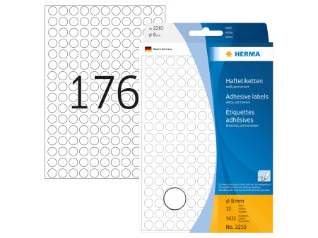 HERMA Pastille adhésive, diamètre: 8 mm, blanc