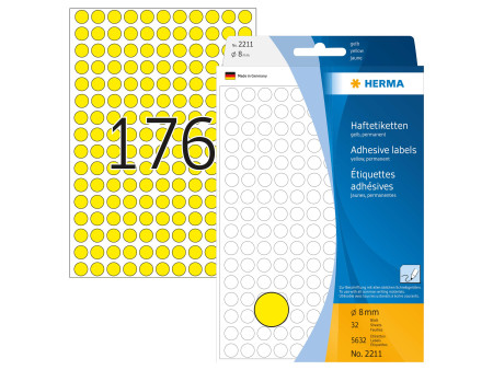HERMA Pastille adhésive, diamètre: 8 mm, jaune
