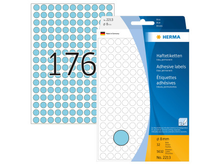 HERMA Pastille adhésive, diamètre: 8 mm, bleu