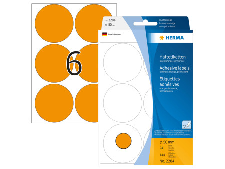 HERMA Pastille adhésive, diamètre: 50 mm, orange fluo
