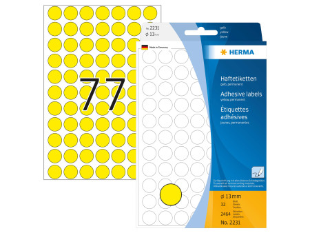 HERMA Pastille adhésive, diamètre: 13 mm, jaune