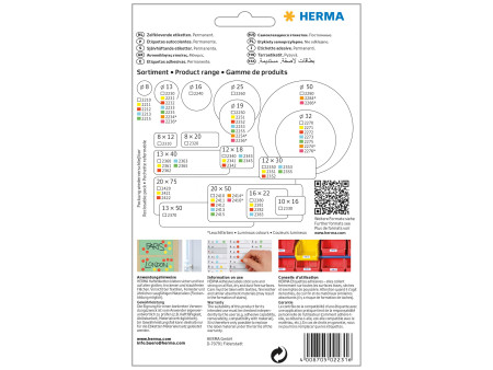 HERMA Pastille adhésive, diamètre: 13 mm, blanc