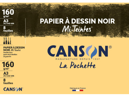 CANSON Papier à dessin couleur 'Mi-Teintes', format A3, noir