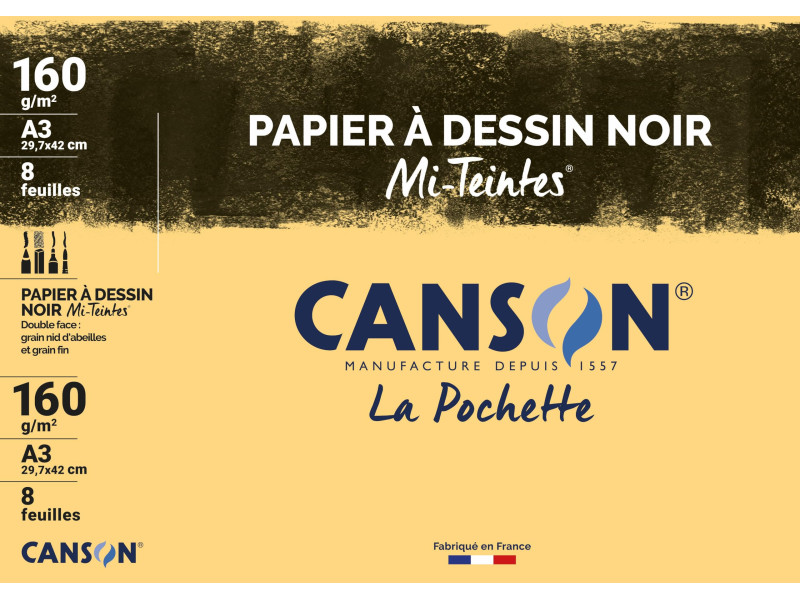 CANSON Papier à dessin couleur 'Mi-Teintes', format A3, noir