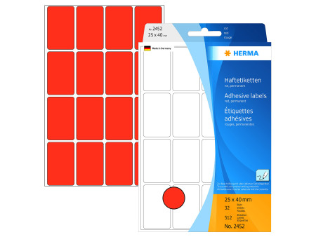 HERMA Etiquette multi-usage, 25 x 40 mm, grand paquet,rouge