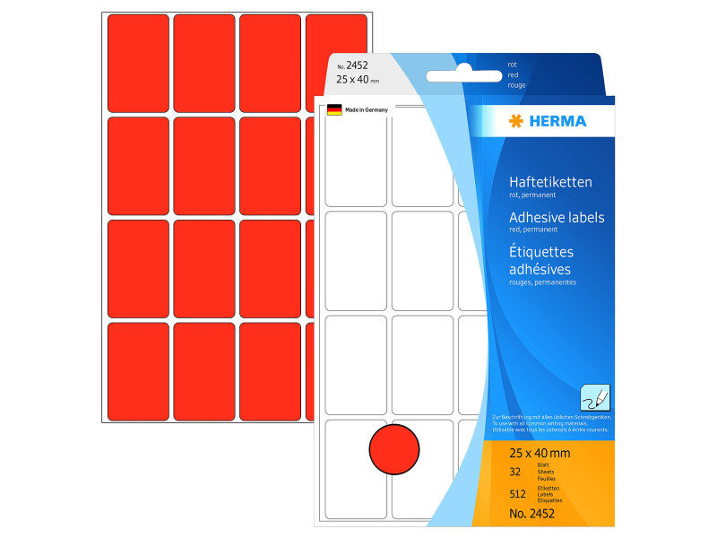 HERMA Etiquette multi-usage, 25 x 40 mm, grand paquet,rouge