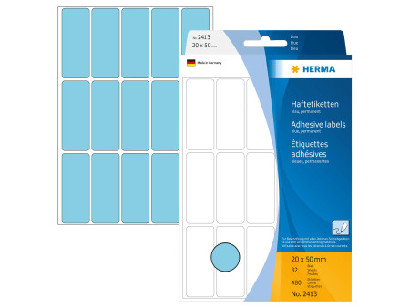 HERMA Etiquette multi-usage, 20 x 50 mm, grand paquet, bleu