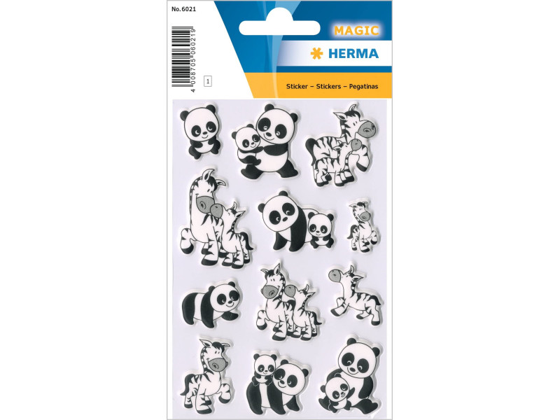 HERMA Sticker MAGIC 'Familles de pandas et de zèbres', Foam