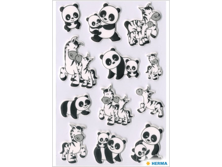 HERMA Sticker MAGIC 'Familles de pandas et de zèbres', Foam