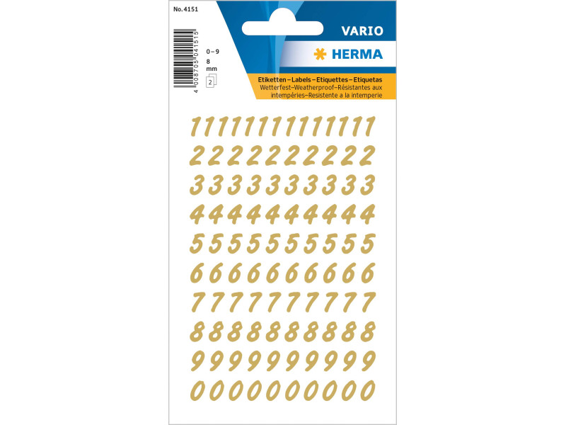 HERMA stickers chiffres 0-9, film transparent,