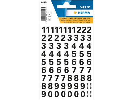 HERMA stickers chiffres 0-9, film noir, hauteur: 10 mm