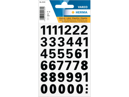 HERMA stickers chiffres 0-9, film noir, hauteur: 15 mm
