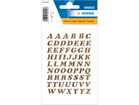 HERMA Lettres adhèsives A-Z, film primastique, or, 8 mm,