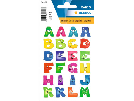 HERMA stickers alphabétique A-Z, en papier, visages amusants