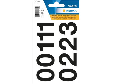 HERMA stickers chiffres 0-9, film noir, hauteur: 33 mm