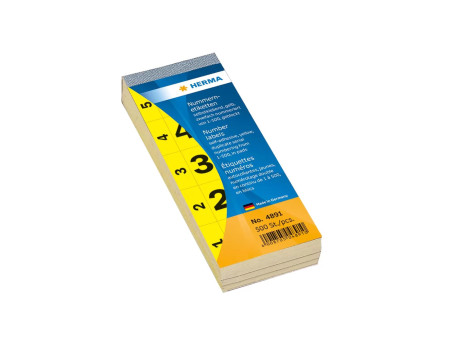 HERMA étiquettes numéros, autocollant, 28 x 56 mm, jaune