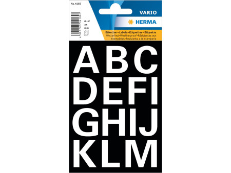 HERMA Lettres adhèsives A-Z, film blanc, 25 mm de hauteur,