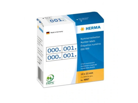 HERMA Etiquette numérique 0-999, 10 x 22 mm, bleu, double