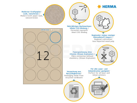 HERMA Étiquette en papier silphie, diamètre: 60 mm