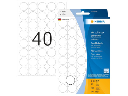 HERMA Etiquette fermoir, diamètre: 19 mm, transparent