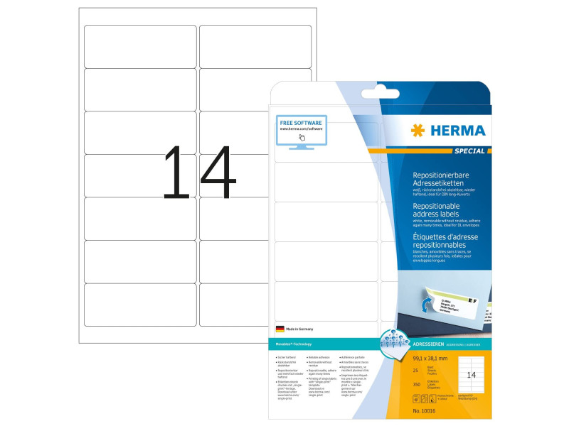 HERMA Etiquette universelle SPECIAL, 99,1 x 38,1 mm, blanc