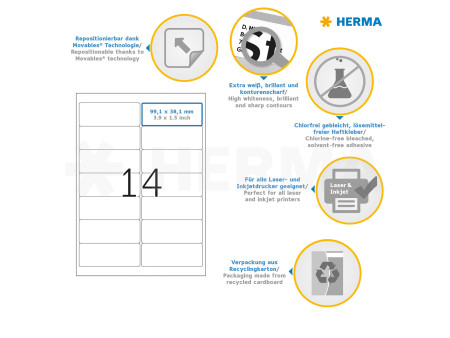 HERMA Etiquette universelle SPECIAL, 99,1 x 38,1 mm, blanc