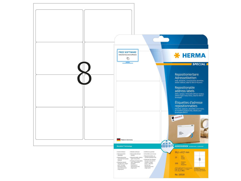HERMA Etiquette universelle SPECIAL, 99,1 x 67,7 mm, blanc